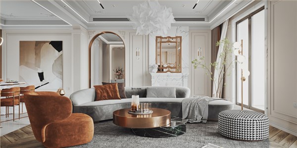 金色家园134㎡轻奢风格三居室装修案例